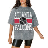 Atlanta Falcons Gameday Couture Women's Oversized Mini Rhinestone Classic T-Shirt - Gray for sale