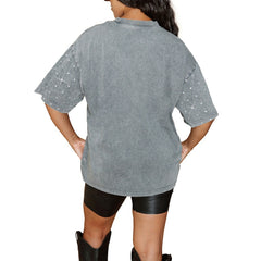 Washington Commanders Gameday Couture Women's Oversized Mini Rhinestone Classic T-Shirt - Gray discount