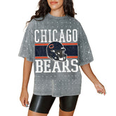 Chicago Bears Gameday Couture Women's Oversized Mini Rhinestone Classic T-Shirt - Gray cheap