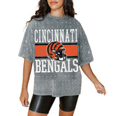 Cincinnati Bengals Gameday Couture Women's Oversized Mini Rhinestone Classic T-Shirt - Gray online