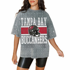 Tampa Bay Buccaneers Gameday Couture Women's Oversized Mini Rhinestone Classic T-Shirt - Gray online