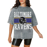 Baltimore Ravens Gameday Couture Women's Oversized Mini Rhinestone Classic T-Shirt - Gray sale