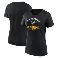 Pittsburgh Penguins Logo Athletic Women's Unrivaled T-Shirt Black