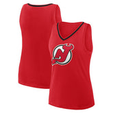 New Jersey Devils Logo Athletic Women's Stellar Win V-Neck Tank Top Red