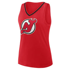 New Jersey Devils Logo Athletic Women's Stellar Win V-Neck Tank Top Red