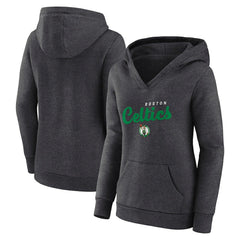 Boston Celtics Logo Athletic Women's Triumphant V-Neck Pullover Hoodie - Heather Charcoal discount