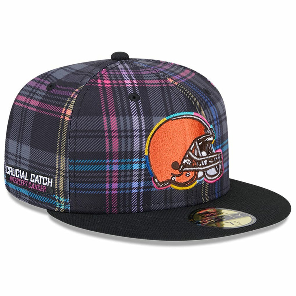 Cleveland Browns New Era 2024 NFL Crucial Catch Plaid 59FIFTY Fitted Hat - Black for sale