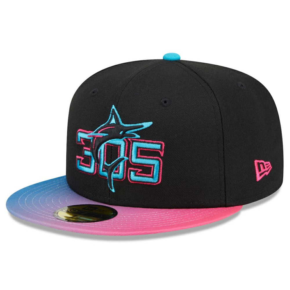 Miami Marlins 2025 City Connect 59FIFTY Fitted Hat - Black/Pink | New Era