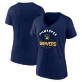 Milwaukee Brewers Logo Athletic Women's Unrivaled V-Neck T-Shirt - Navy