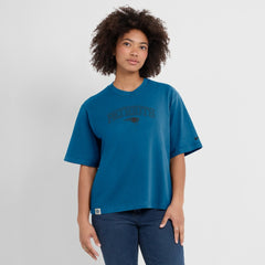 New England Patriots Women's Glory Arch Boxy T-Shirt - Blue | Nike for sale