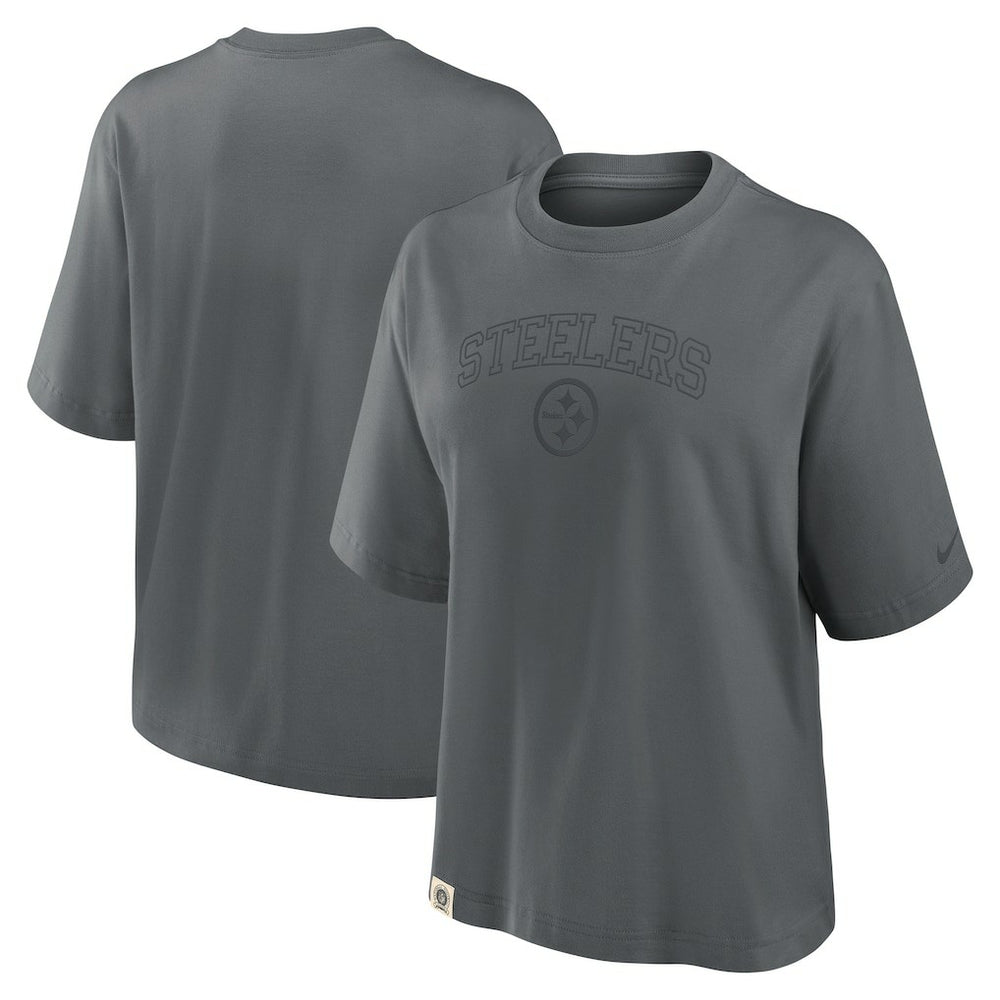 Pittsburgh Steelers Women's Glory Arch Boxy T-Shirt - Charcoal | Nike cheap
