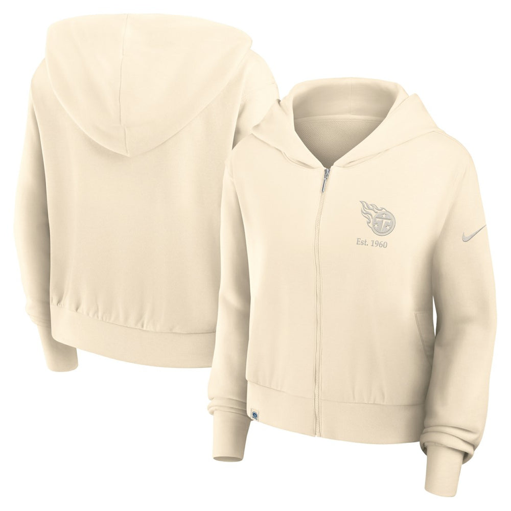 Tennessee Titans Women's Glory Cropped Full-Zip Hoodie - Cream | Nike on sale