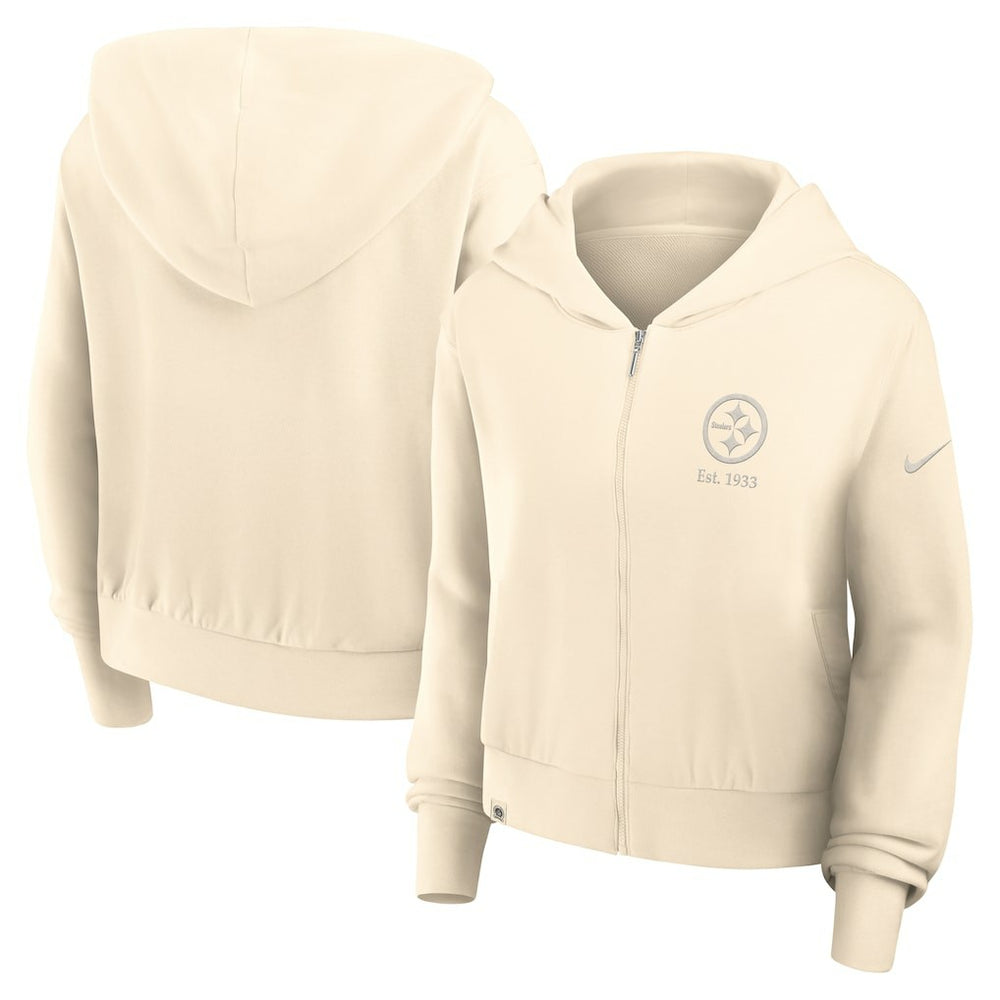 Pittsburgh Steelers Women's Glory Cropped Full-Zip Hoodie - Cream | Nike cheap