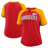 Kansas City Chiefs Women's Height Advantage T-Shirt - Red/Gold on sale