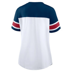 Houston Texans Women's Athena Rhinestone Lace-Up V-Neck T-Shirt - White/Navy cheap