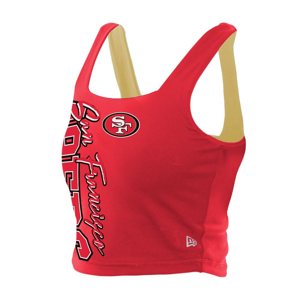 San Francisco 49ers New Era Women's Reversible Cropped Sport Classics Tank Top - Scarlet/Black for sale
