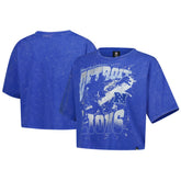 Detroit Lions New Era Women's Cropped Boxy Sport Classics Mineral Wash T-Shirt - Blue sale