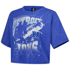 Detroit Lions New Era Women's Cropped Boxy Sport Classics Mineral Wash T-Shirt - Blue sale