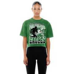 Philadelphia Eagles New Era Women's Cropped Boxy Sport Classics Mineral Wash T-Shirt - Kelly Green on sale