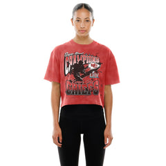 Kansas City Chiefs New Era Women's Cropped Boxy Sport Classics Mineral Wash T-Shirt - Red on sale