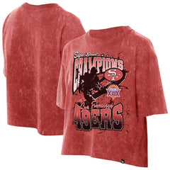 San Francisco 49ers New Era Women's Cropped Boxy Sport Classics Mineral Wash T-Shirt - Scarlet outlet