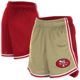 San Francisco 49ers New Era Women's Throwback Sport Classics Mesh Shorts - Gold/Scarlet sale