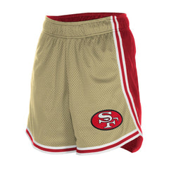 San Francisco 49ers New Era Women's Throwback Sport Classics Mesh Shorts - Gold/Scarlet sale