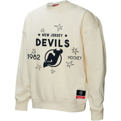 New Jersey Devils Mitchell & Ness Women's Logo 3.0 Pullover Sweatshirt Cream