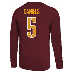 Jayden Daniels Washington Commanders Majestic Threads Name & Number Non-Distressed Long Sleeve T-Shirt - Burgundy on sale