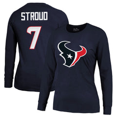 C.J. Stroud Houston Texans Majestic Threads Women's Player Name & Number Long Sleeve T-Shirt - Navy discount