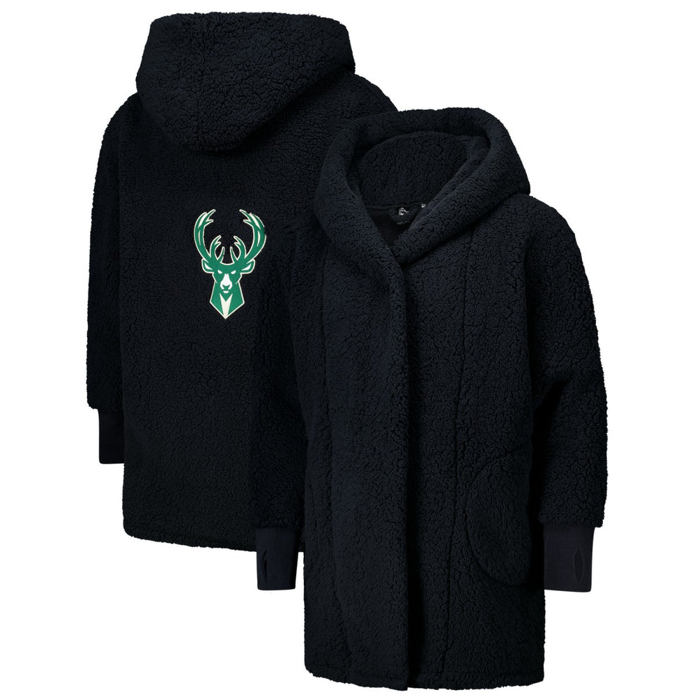 The Best Lounger in the World By Jill Martin Milwaukee Bucks Unisex Black Oversized Open-Front Hoodie Sweater cheap