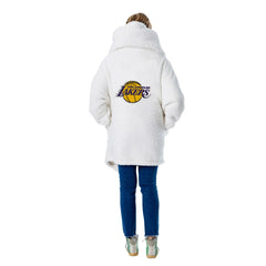 The Best Lounger in the World By Jill Martin Los Angeles Lakers Unisex Cream Oversized Open-Front Hoodie Sweater sale