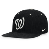 Washington Nationals Pro Corduroy Structured Snapback Hat - Black | Nike
