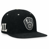 Milwaukee Brewers Pro Corduroy Structured Snapback Hat - Black | Nike