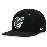 Baltimore Orioles Pro Corduroy Structured Snapback Hat - Black | Nike