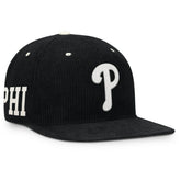Philadelphia Phillies Pro Corduroy Structured Snapback Hat - Black | Nike