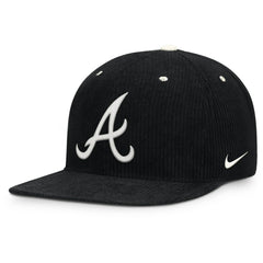 Atlanta Braves Pro Corduroy Structured Snapback Hat - Black | Nike