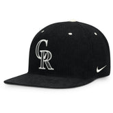 Colorado Rockies Pro Corduroy Structured Snapback Hat - Black | Nike