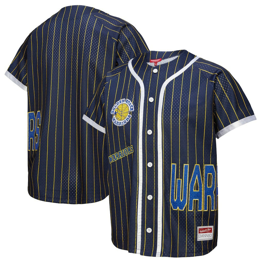 Golden State Warriors x DANNIJO Women's Fashion Baseball Jersey sale - Blue | Mitchell & Ness cheap