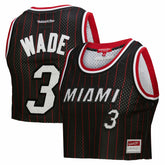 Dwyane Wade Miami Heat x DANNIJO Women's Fashion Cropped Basketball Jersey - Black | Mitchell & Ness discount