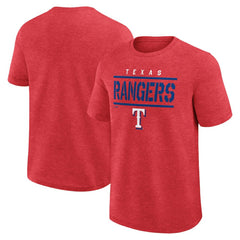 Texas Rangers Logo Athletic Top Notch T-Shirt - Heather Red