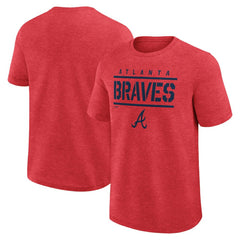 Atlanta Braves Logo Athletic Top Notch T-Shirt - Heather Red