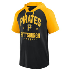 Pittsburgh Pirates Logo Athletic Prime Raglan Short Sleeve Hoodie T-Shirt - Black
