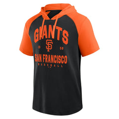 San Francisco Giants Logo Athletic Prime Raglan Short Sleeve Hoodie T-Shirt - Black