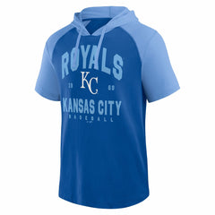 Kansas City Royals Logo Athletic Prime Raglan Short Sleeve Hoodie T-Shirt - Royal