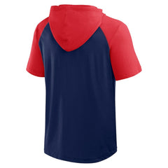 Atlanta Braves Logo Athletic Prime Raglan Short Sleeve Hoodie T-Shirt - Navy