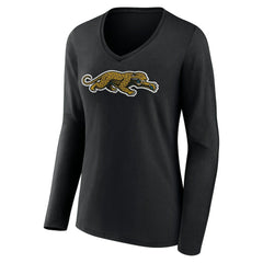 Jacksonville Jaguars Women's Classic Logo Long Sleeve V-Neck T-Shirt - Black outlet