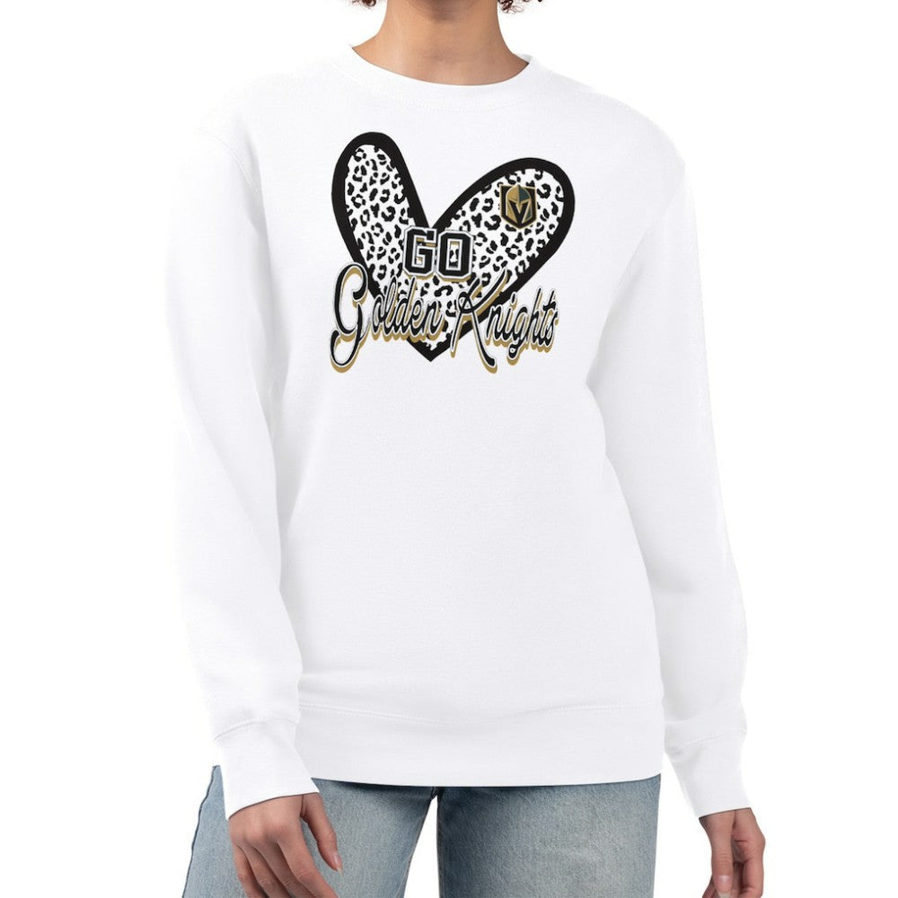 Vegas Golden Knights G-III 4Her by Carl Banks Women's Animal Print Heart Fleece Pullover Sweatshirt White