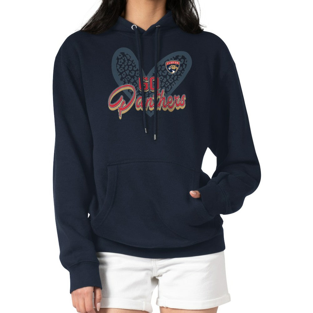 Florida Panthers G-III 4Her by Carl Banks Women's Animal Print Heart Fleece Pullover Hoodie Navy