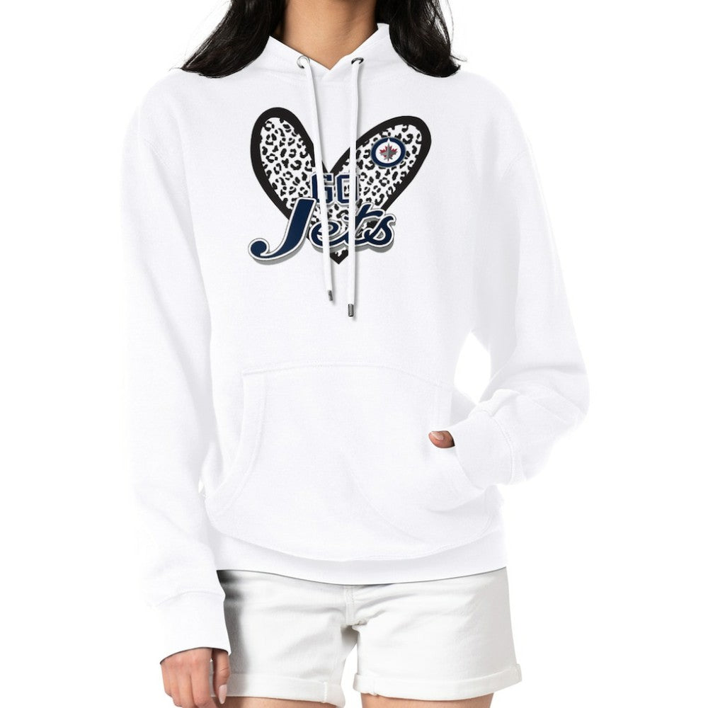 Winnipeg Jets G-III 4Her by Carl Banks Women's Animal Print Heart Fleece Pullover Hoodie White